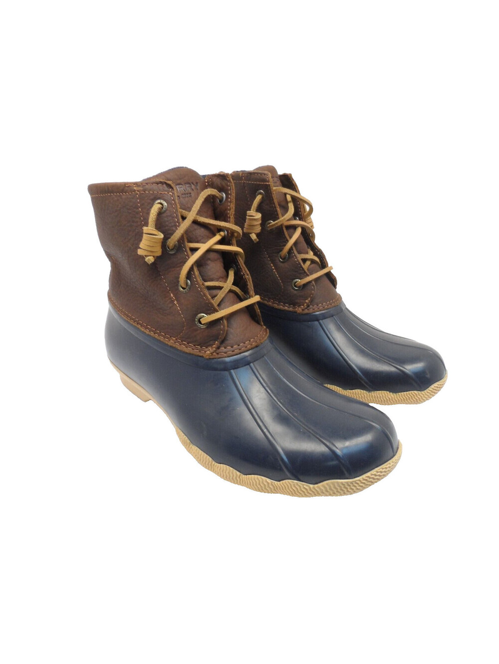 Sperry Women's STS91175 Saltwater Duck Boots Tan/Navy Size 7.5M